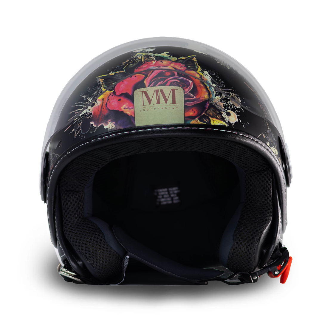 black rose motorcycle helmets MM Independent Black Rose Tattoo Helmet – sphelmets.it