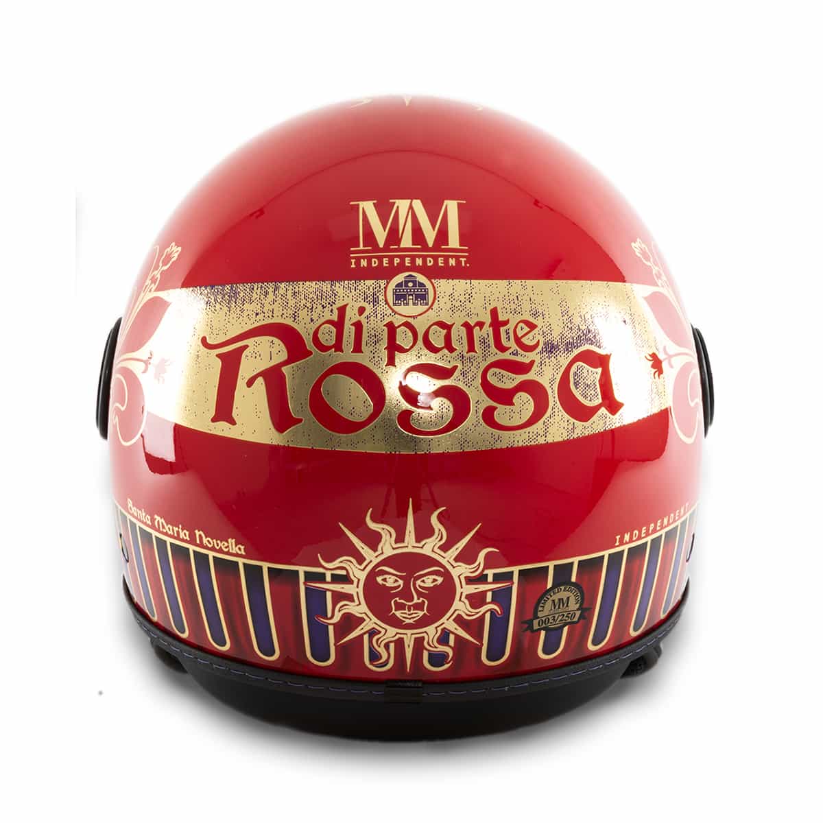 Vue arrière du casque de Rossi