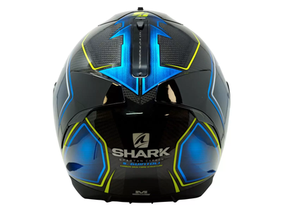 Shark Spartan Carbon Guintoli Replica Blue Fluo rear view
